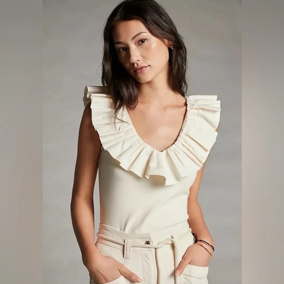 Anthropologie Maeve Tina Ruffled Tank  Small - Picture 1 of 4